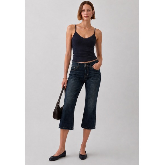 GAP Denim - Gap Curvy Flare Jeans Dark Wash Indigo Low Rise Denim 1/25.5